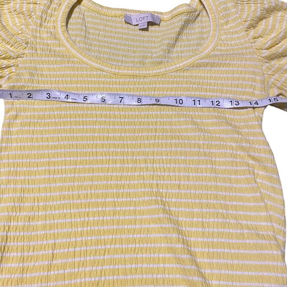 Loft Yellow and White Puff Sleeve Blouse Sz XS - Picture 5 of 7